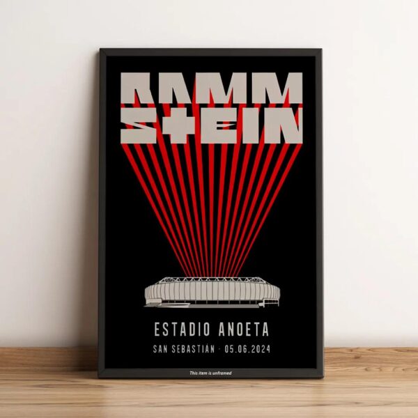 Rammstein San Sebastian May 6 2024 Estadio Anoeta Spain Event Poster