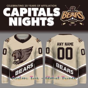 Hershey Bears 20 Years Of Affiliation Capitals Personalized Hockey Jersey